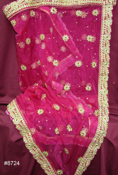 Bridal Chunni Magenta Net Heavy Work Bridal Dupatta Chunni 38255 Usa 